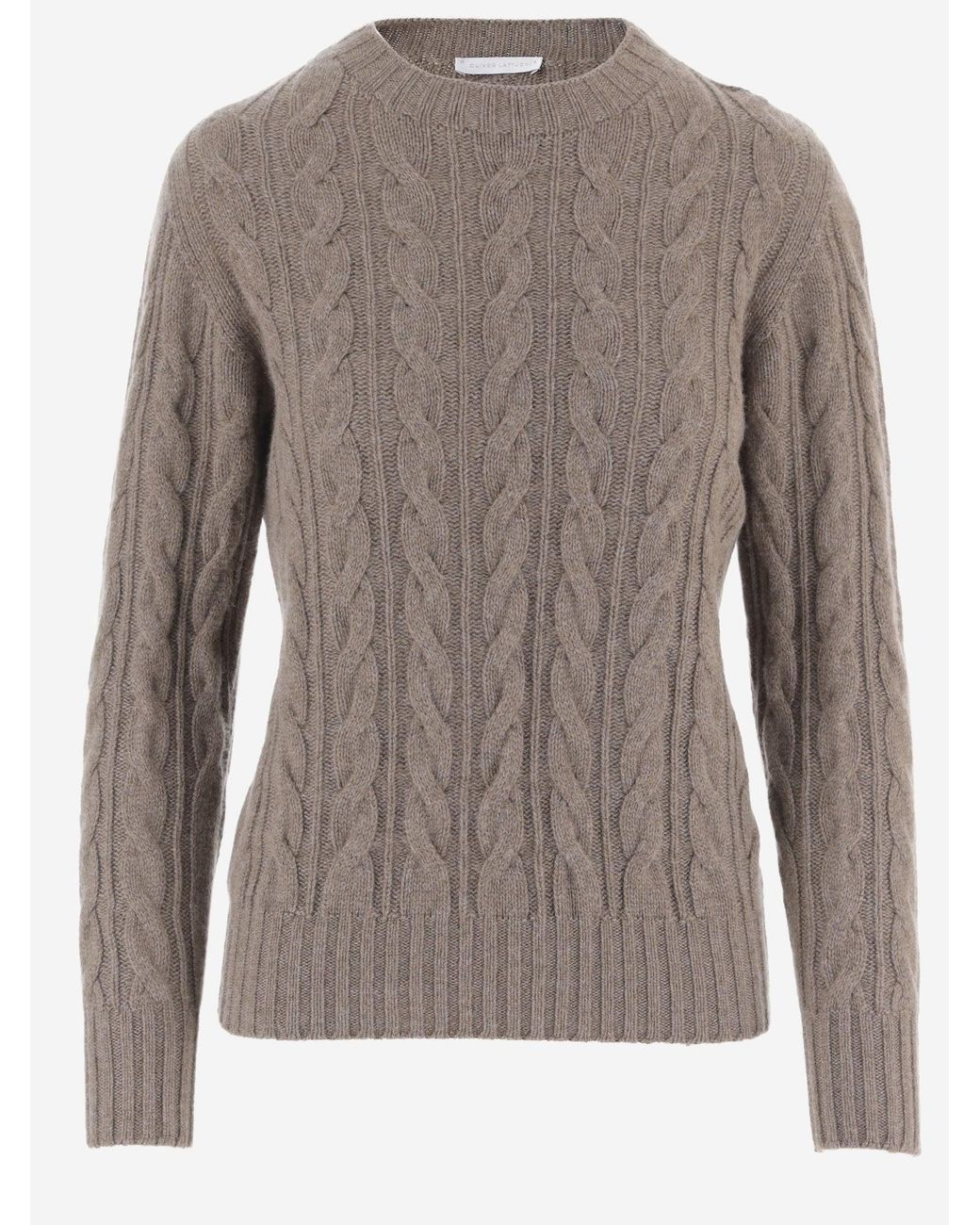 Oliver Lattughi Brown Cashmere Cable-Knit Sweater