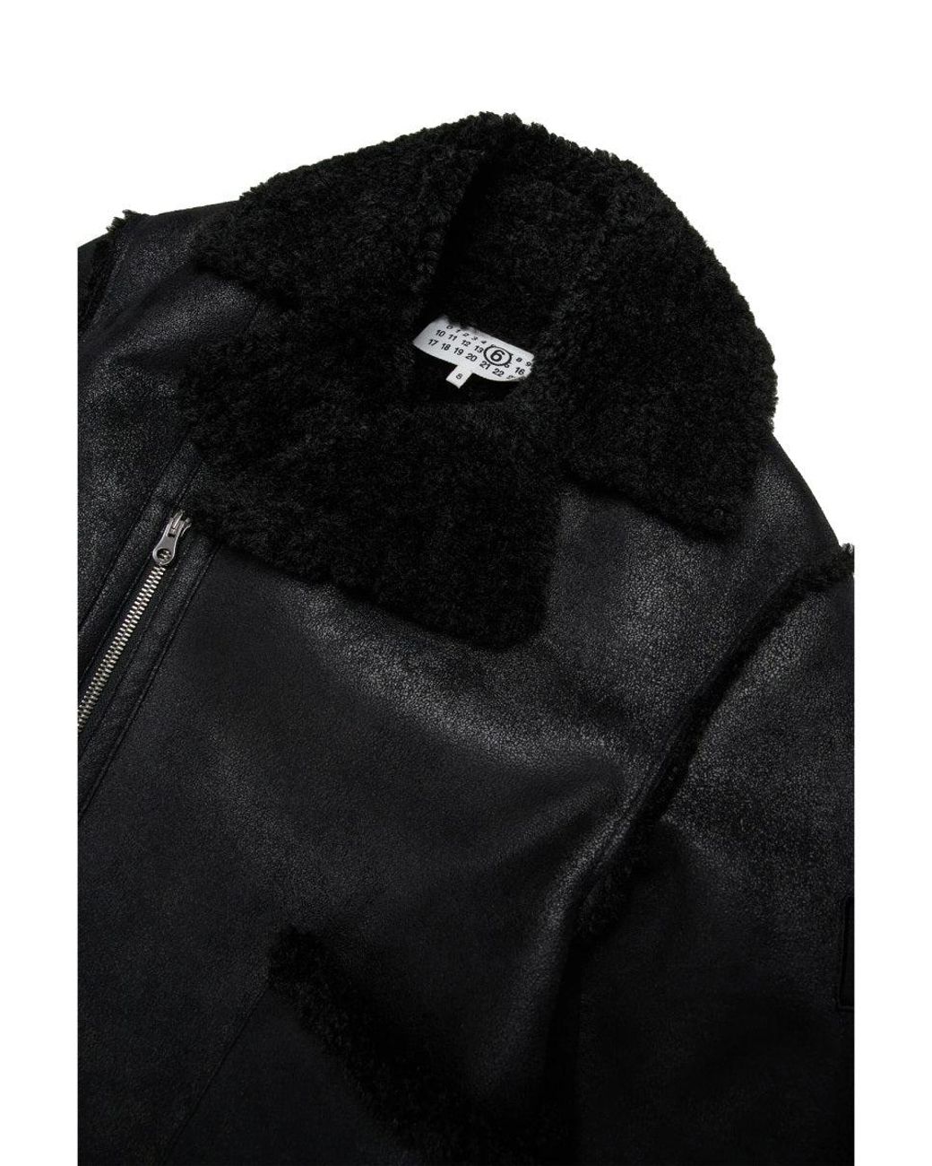 MM6 by Maison Margiela Black Shearling-Type Jacket With Teddy Details