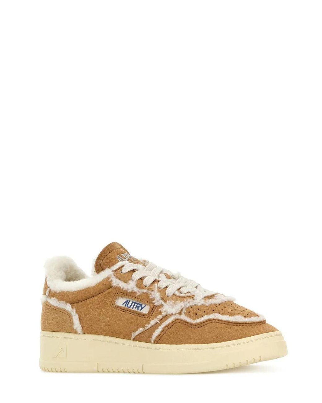 Autry Natural Medalist Shearling Lined Suede Sneakers