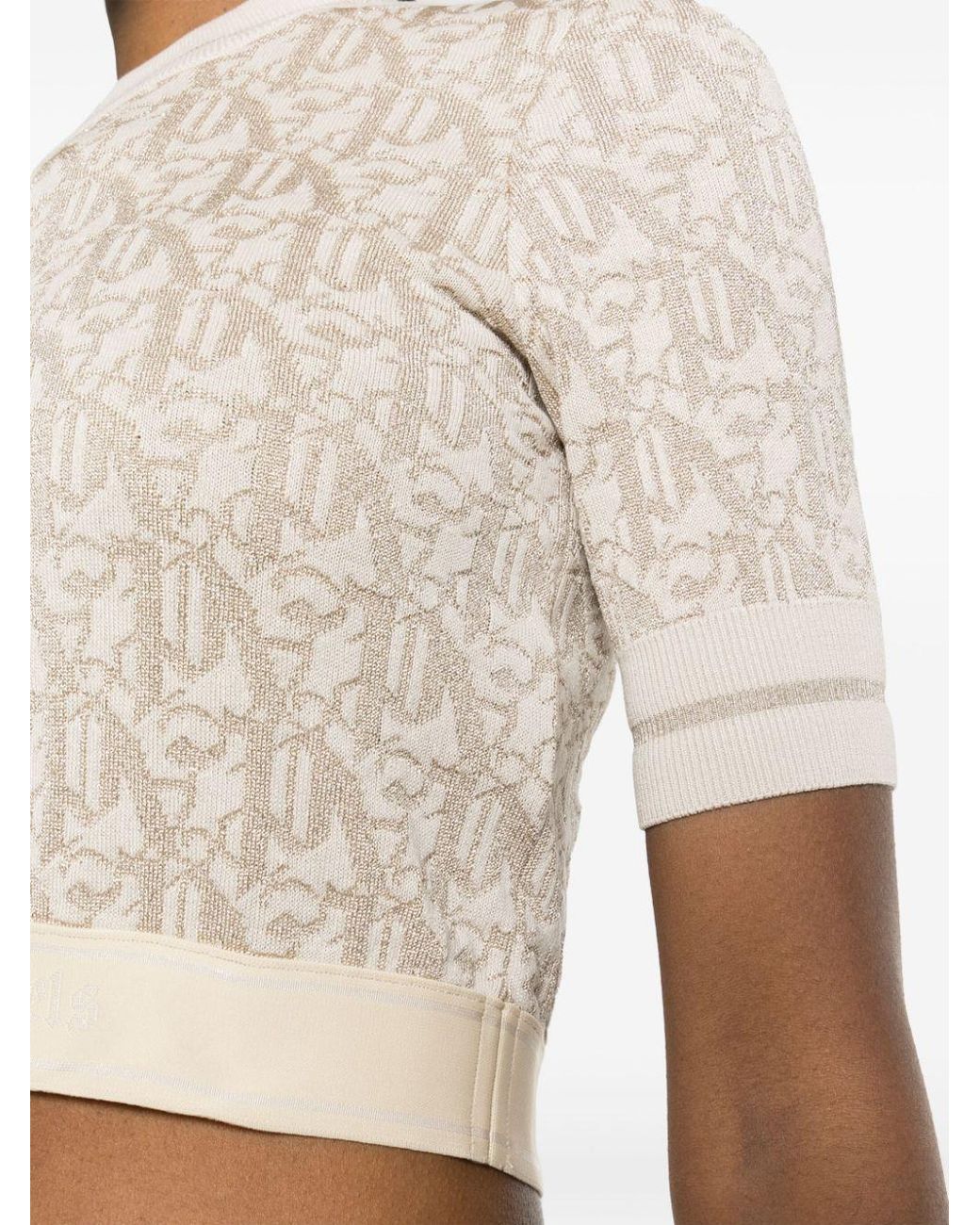 Palm Angels White Monogramm in Lurex -Strick geschnitten