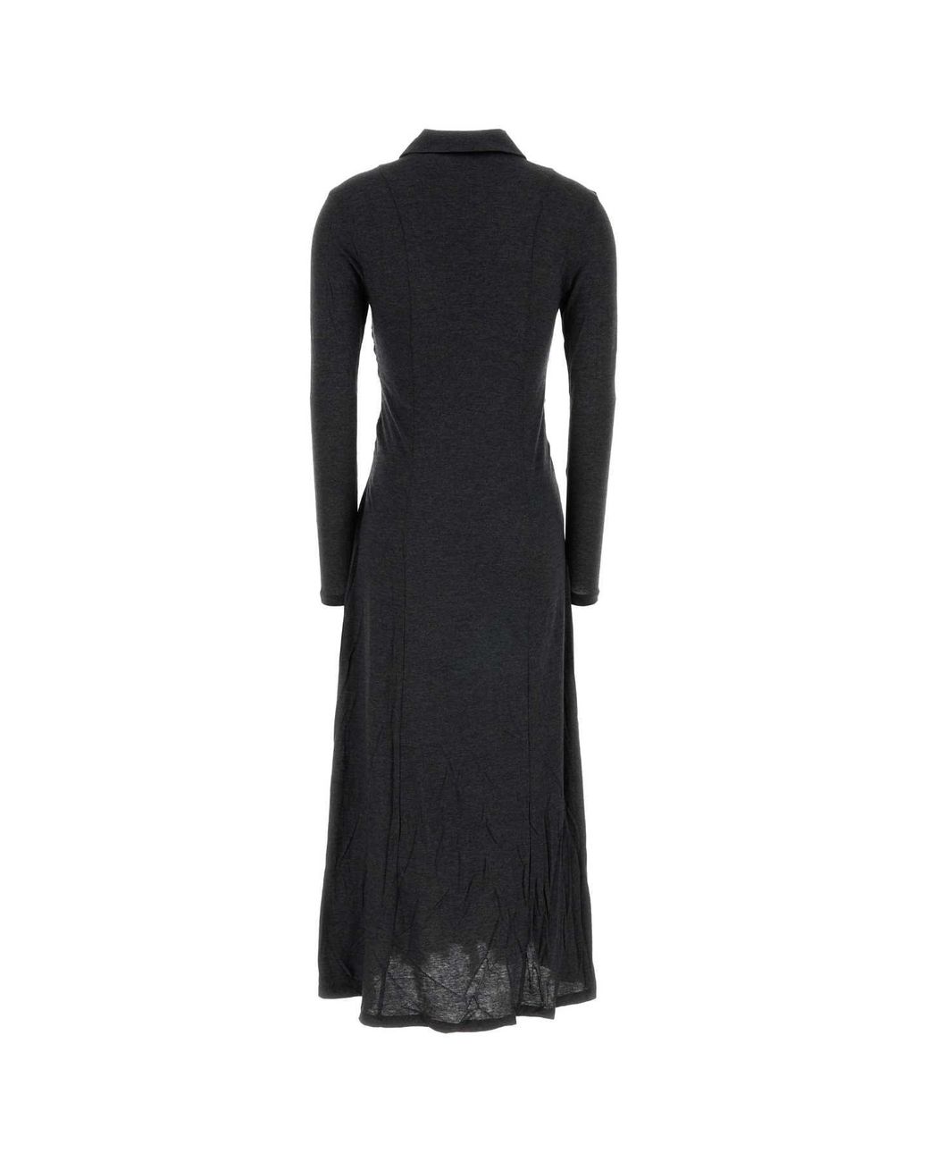 Ganni Black Modal Jersey Long Sleeve Maxi Tie Dress