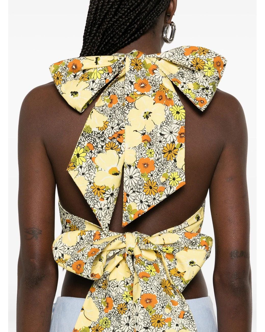 ALÉMAIS Metallic Blossom Halter Neck Top