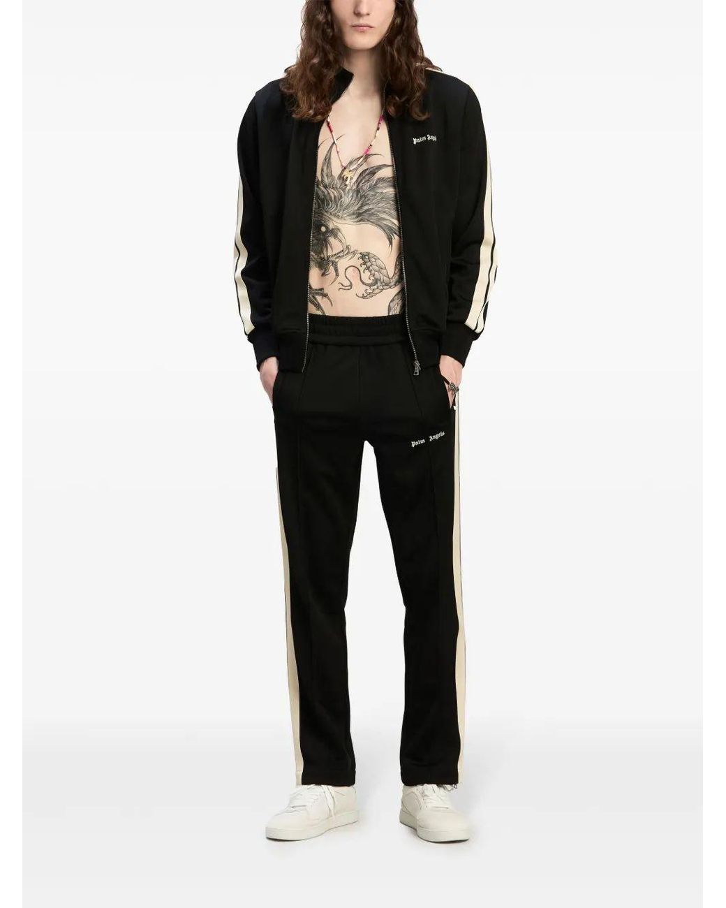 Palm Angels Black Classic Logo Track Jacket Off Wh
