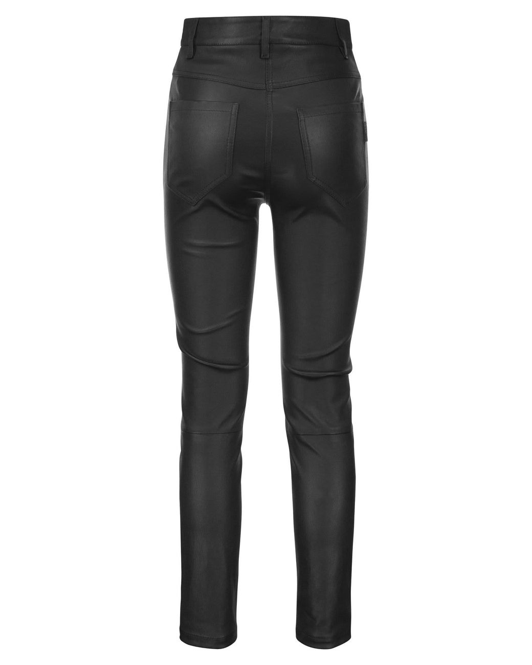 Brunello Cucinelli Black Stretch Nappa Leather Slim Trousers With Shiny Tab