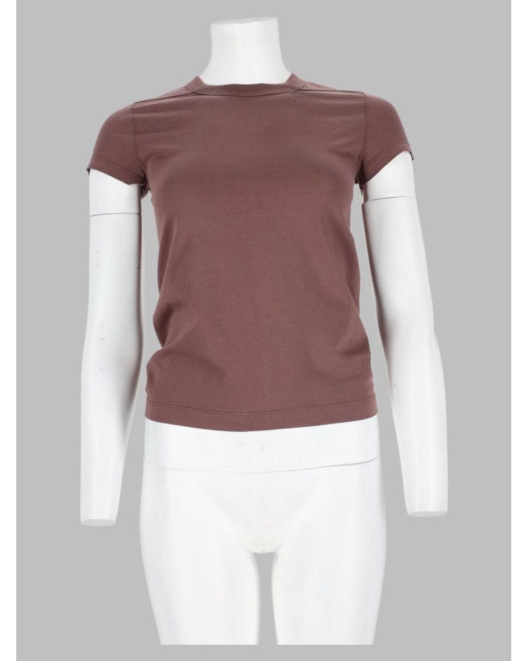 Rick Owens Brown T Shirt "Cropped Level T"