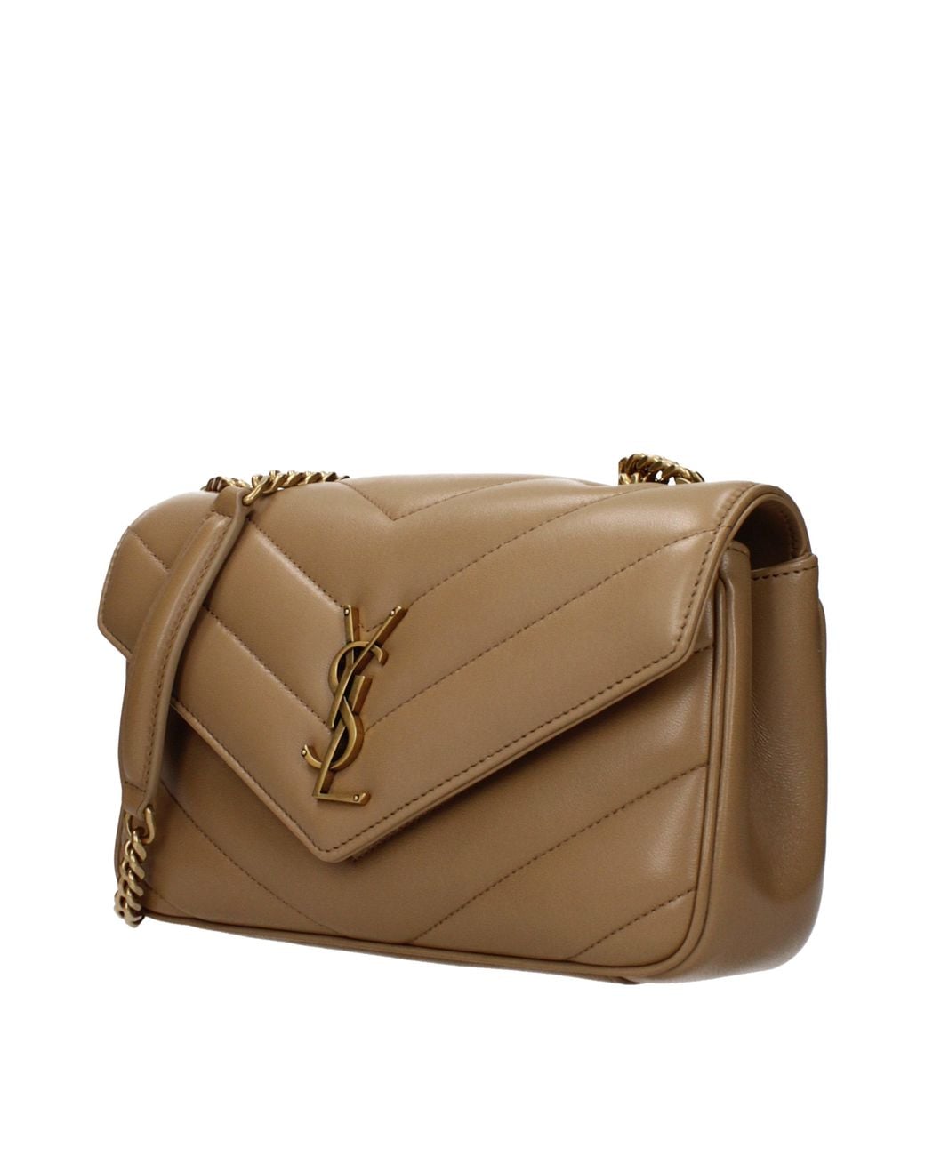 Saint Laurent Brown Loulou Shoulder Bag/Light Tan Leather