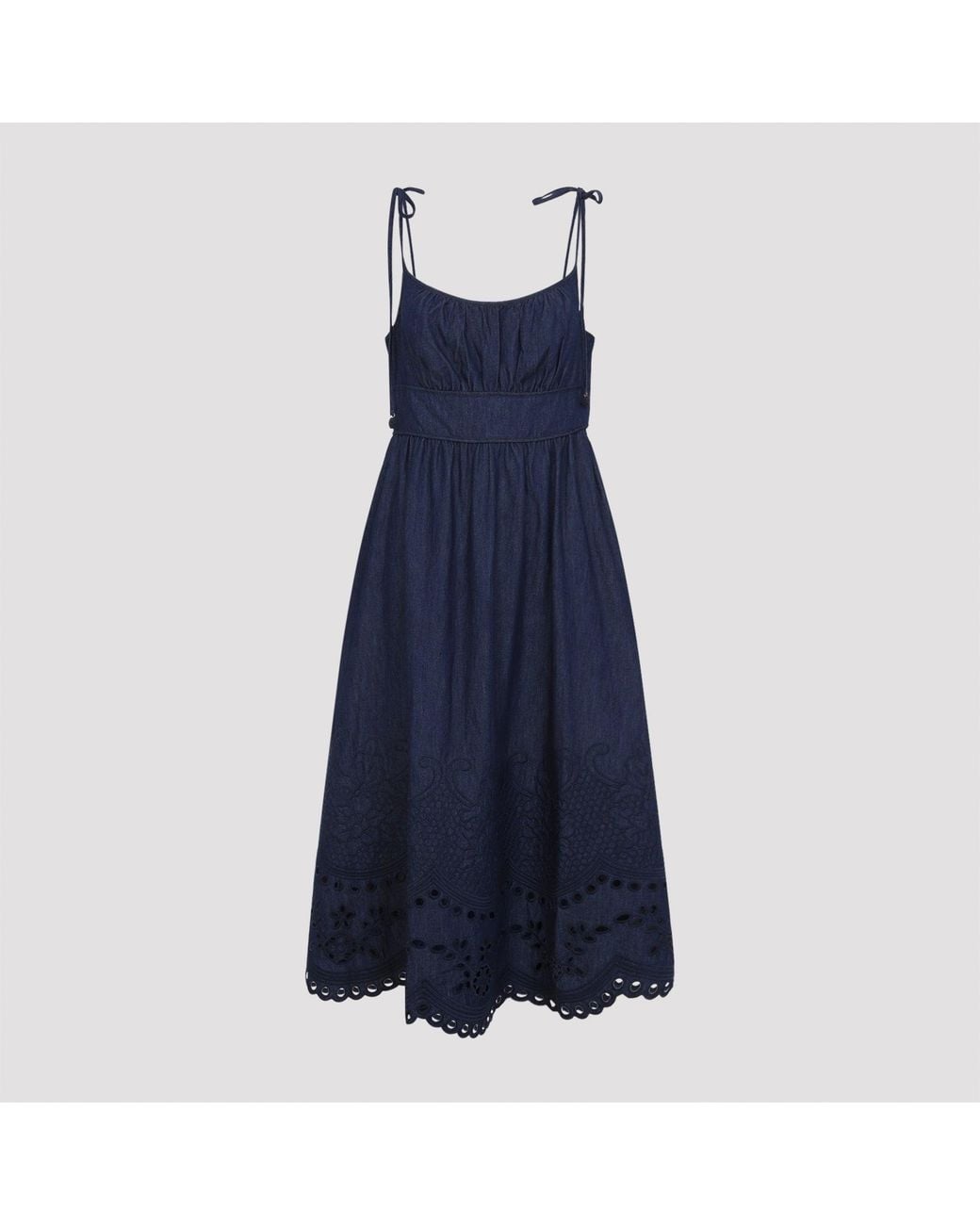 Zimmermann Blue Ink Mahon Denim Broderie Midi Dress