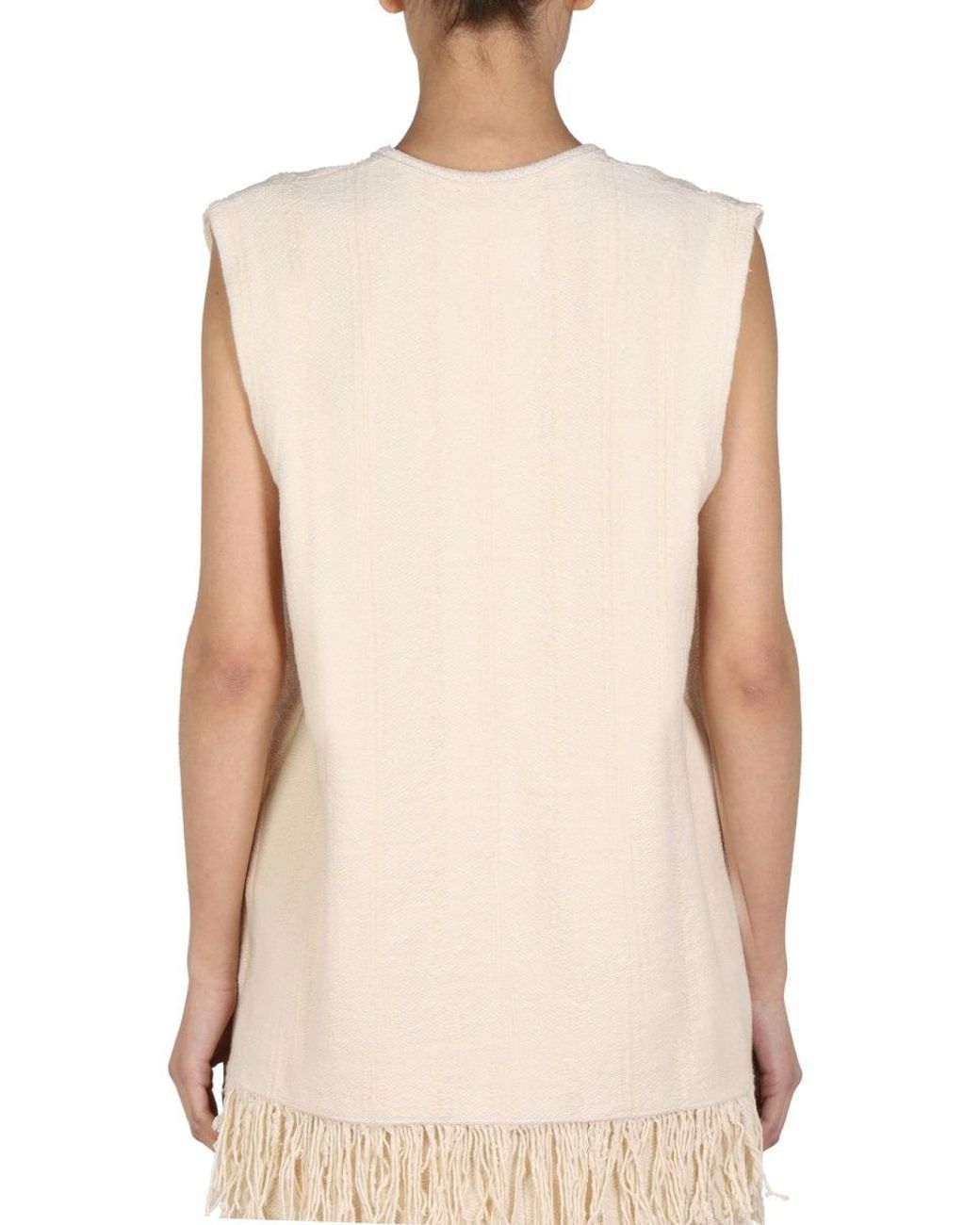 Jil Sander Natural Solid V Neck Top