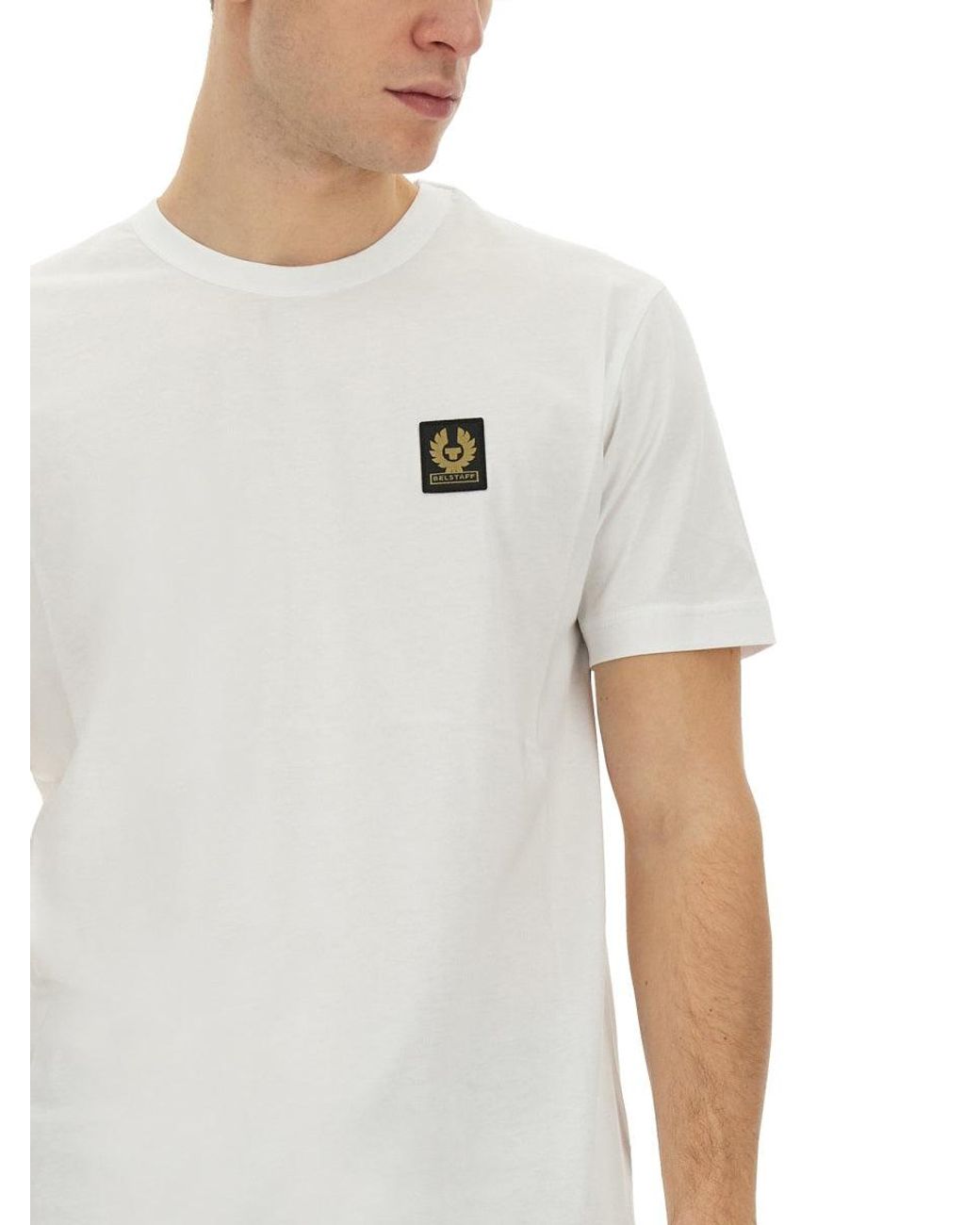 Belstaff White Tshirt Con Patch Logo for men