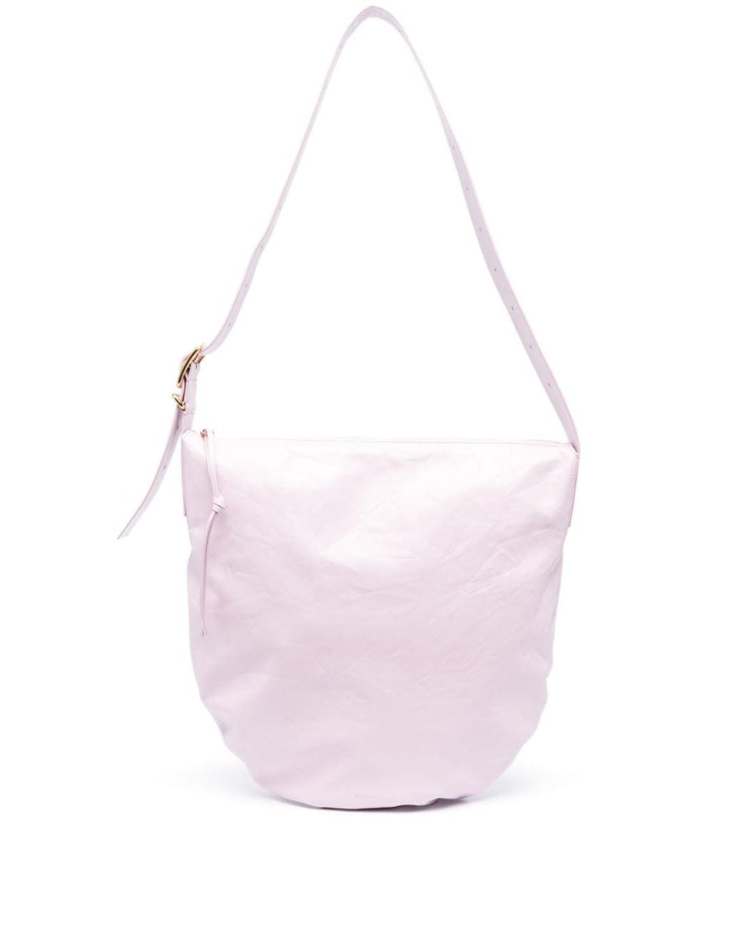 Jil Sander Pink Crinkled Leather Shoulder Bag