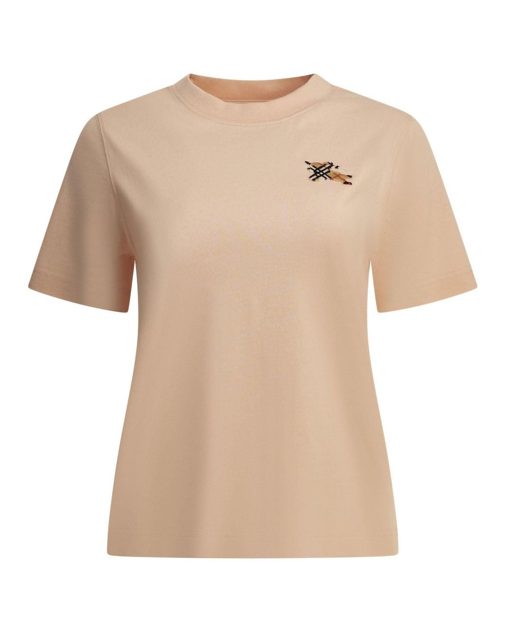 Burberry Natural "Knight Check" Crew-Neck T-Shirt