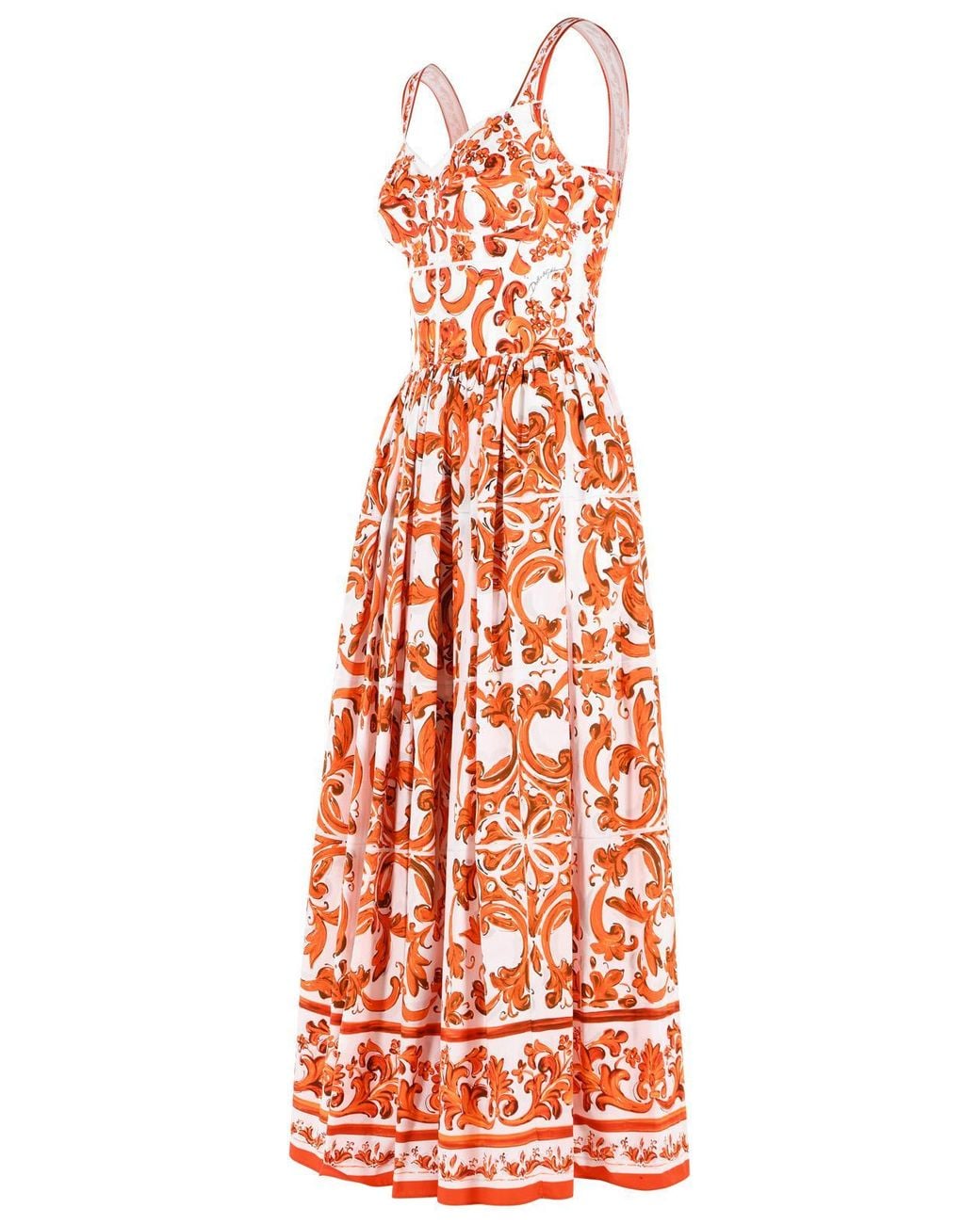 Dolce & Gabbana White Dolce & Gabbana 'Maiolica' And Cotton Maxi Dress