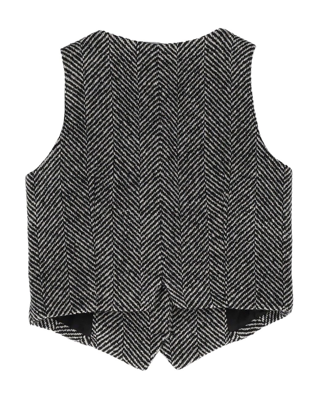 Ermanno Scervino Black Gilet Cappotto Chevron