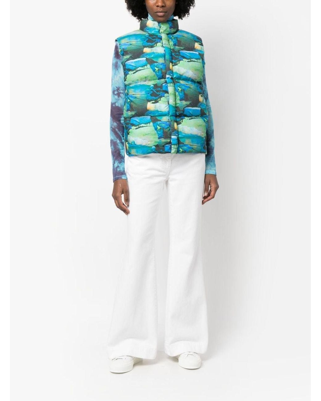 ERL Blue Printed Quilted Puffer Gilet for men