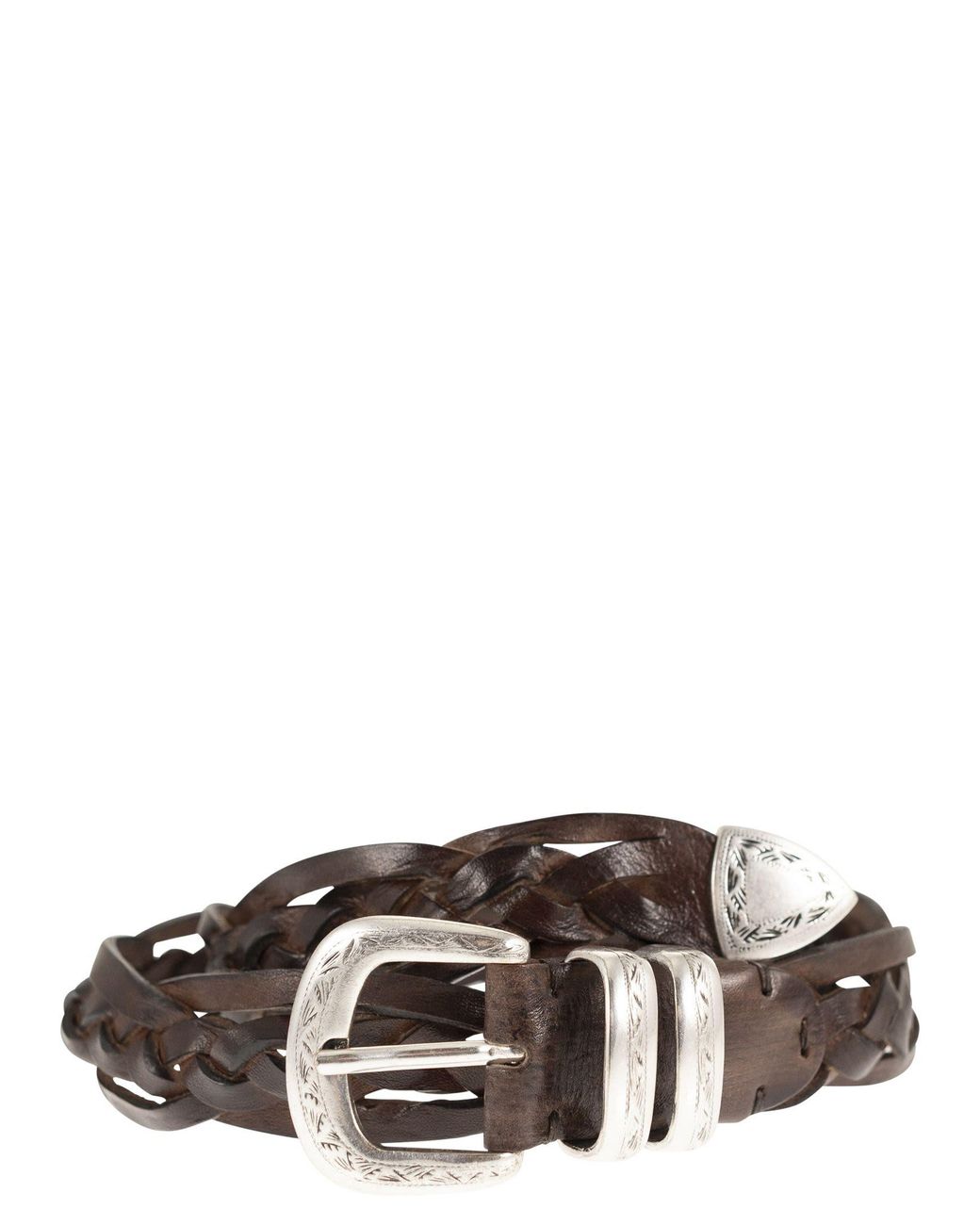 Alberto Luti Brown Braided Leather Belt for men