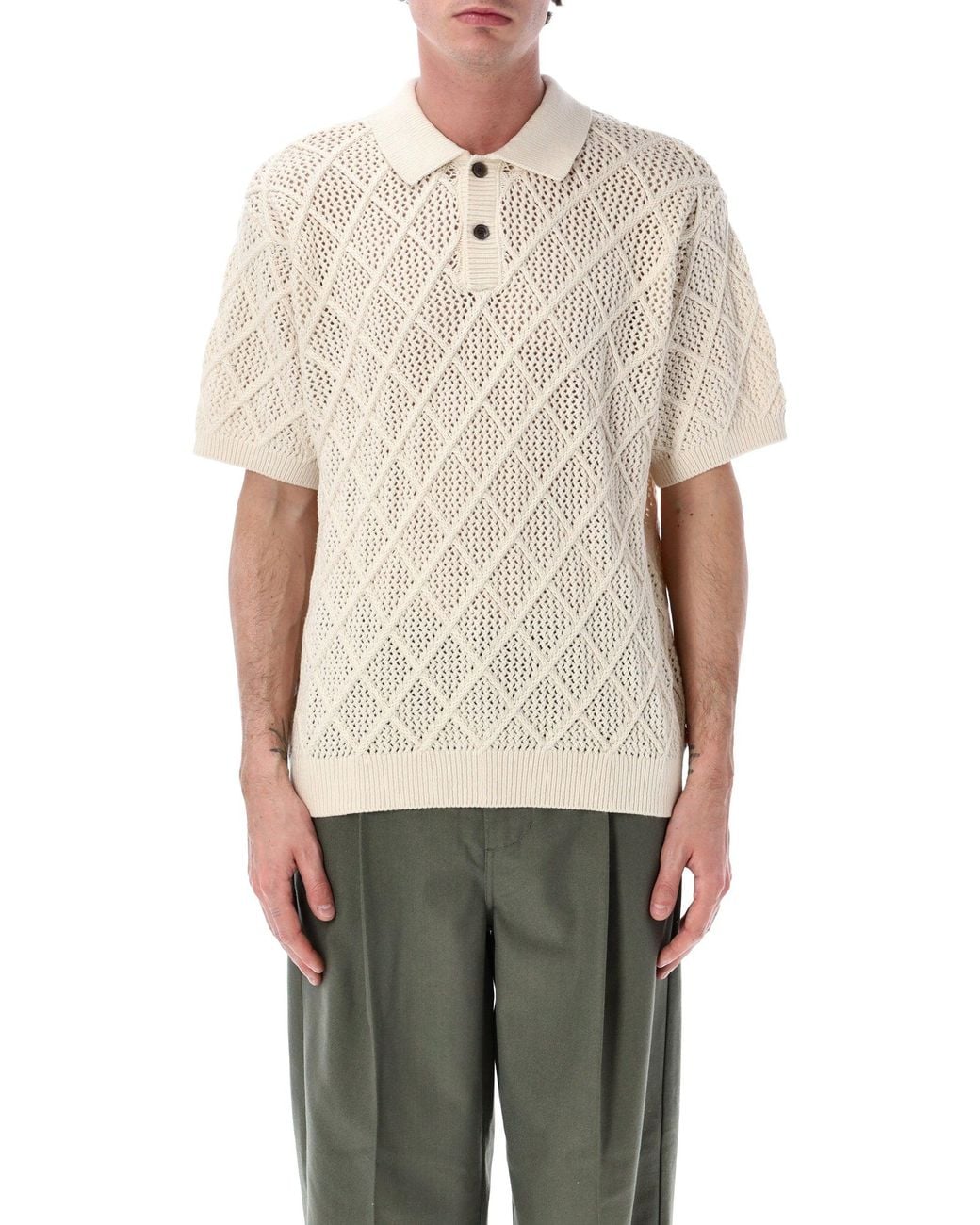 Obey White Eryk Textured Knit Polo