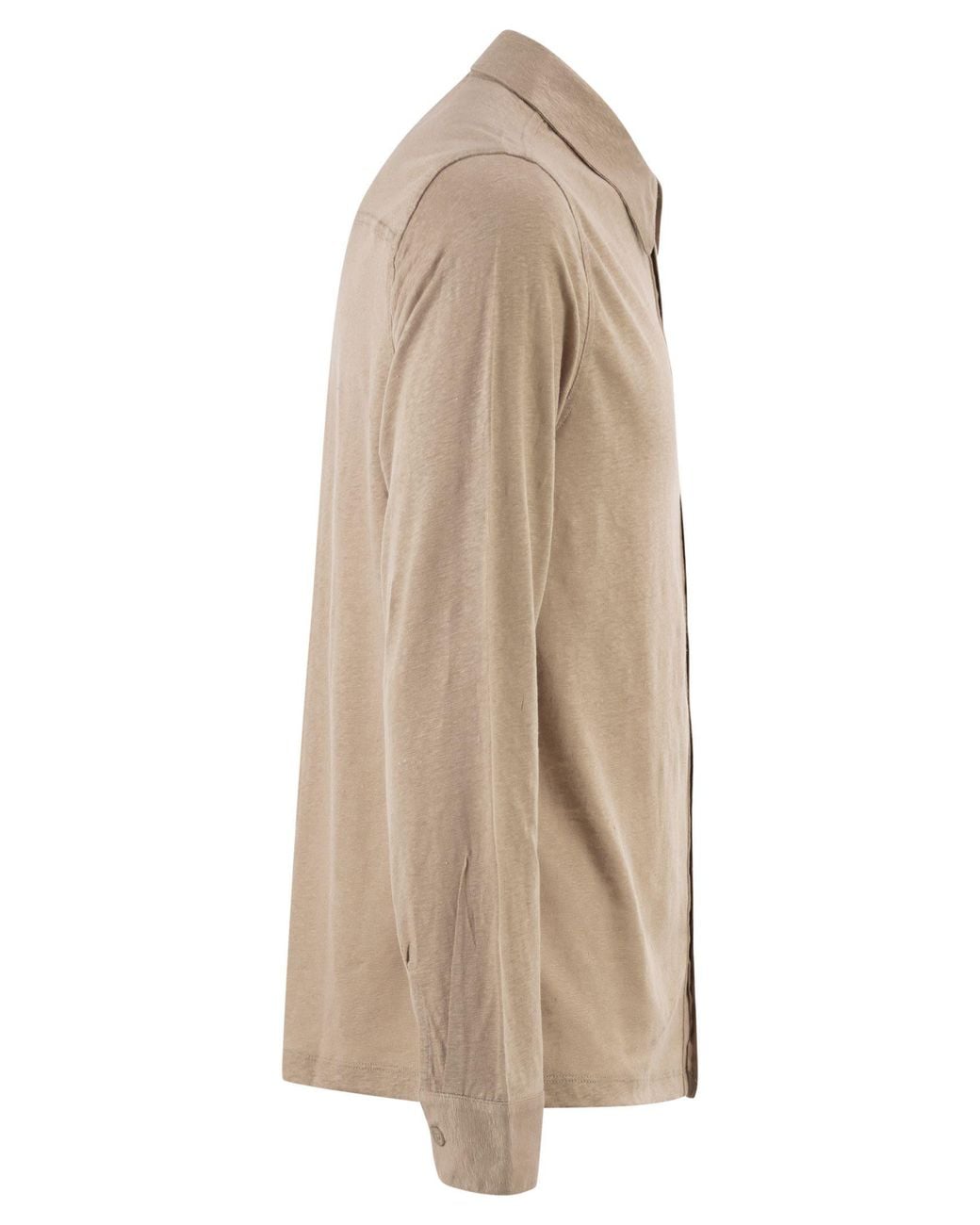 Majestic Natural Stretch Linen Shirt With Front Button Fastening for men