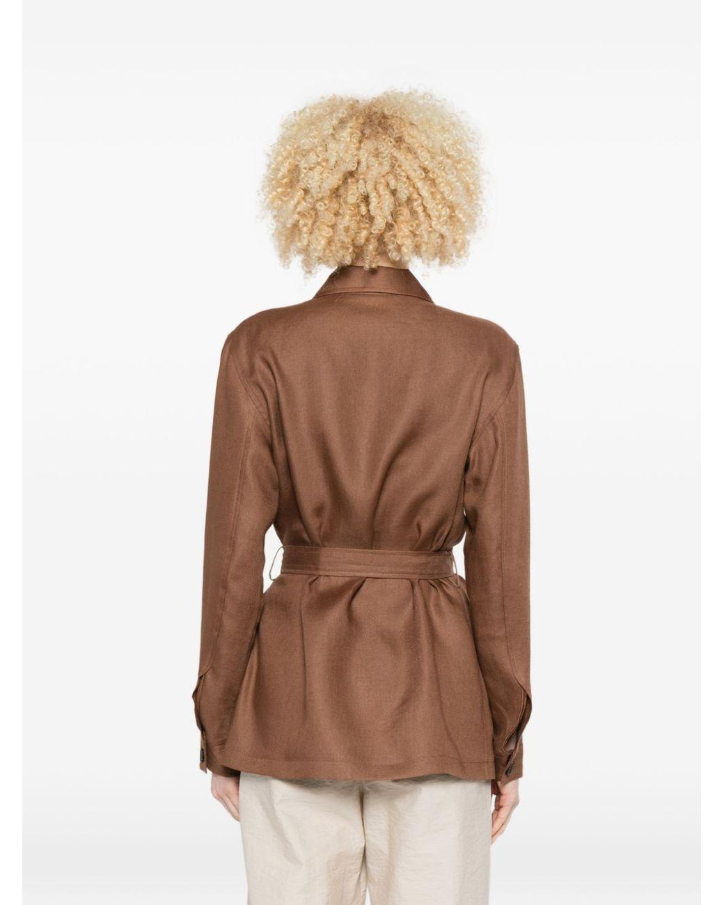 Tagliatore Brown Linen Jacket