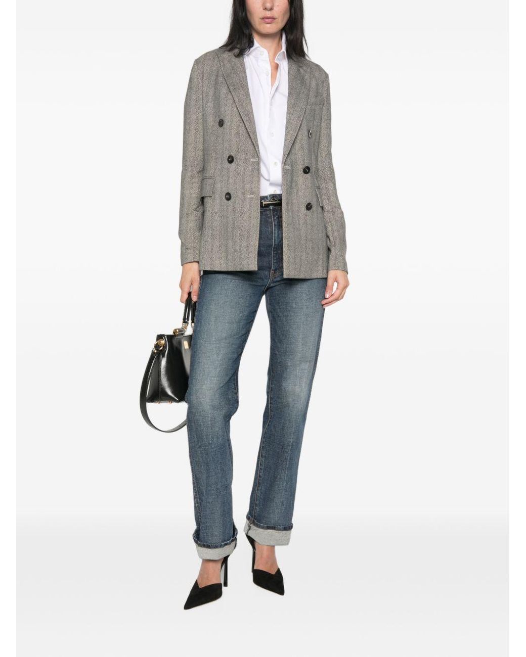 Circolo 1901 Gray Cotton Double-Breasted Jacket