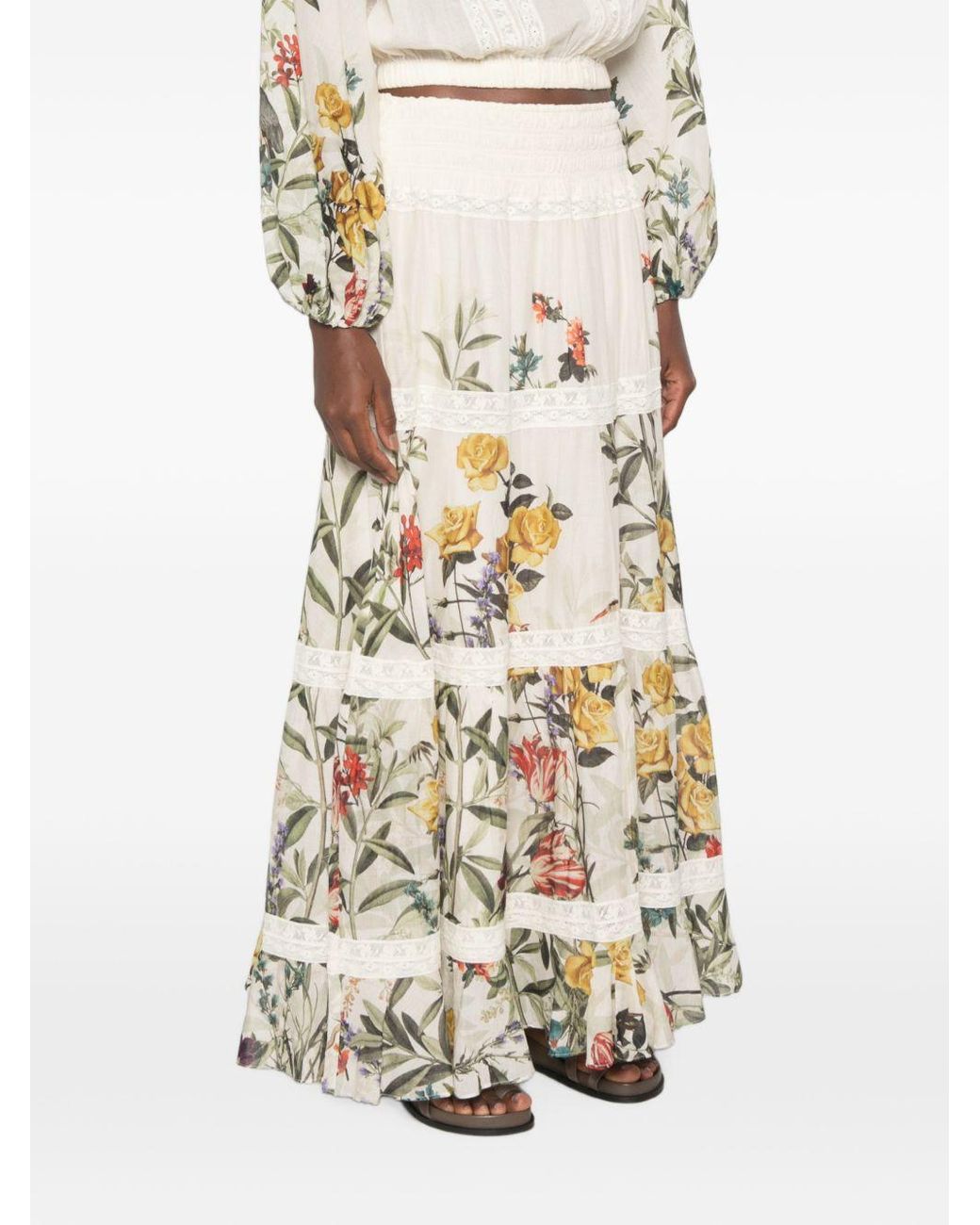 Alice + Olivia White Stevie Printed Maxi Skirt