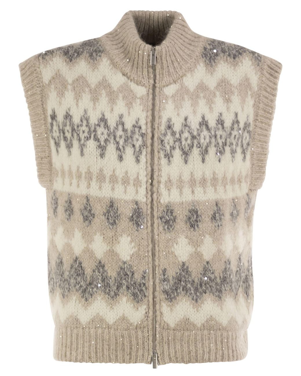Peserico Natural Jacquard Knitted Gilet