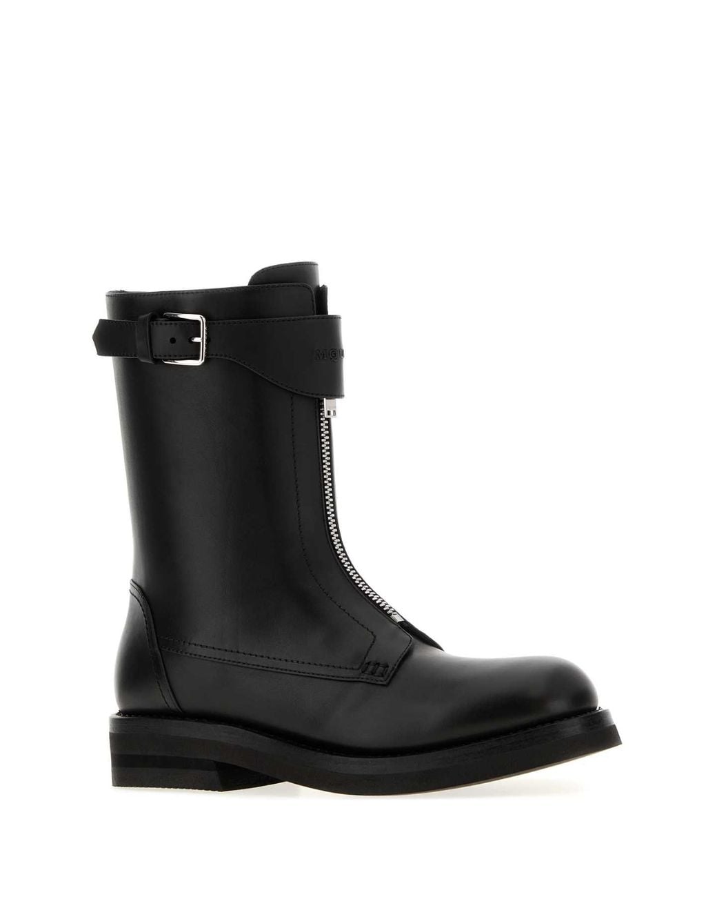 McQueen Black Leather Boots for men