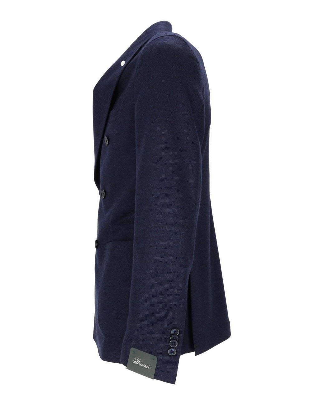 BRANDO-LUBIAM Blue Double-Breasted Blazer With Structured Silhouette And Notched Lapel