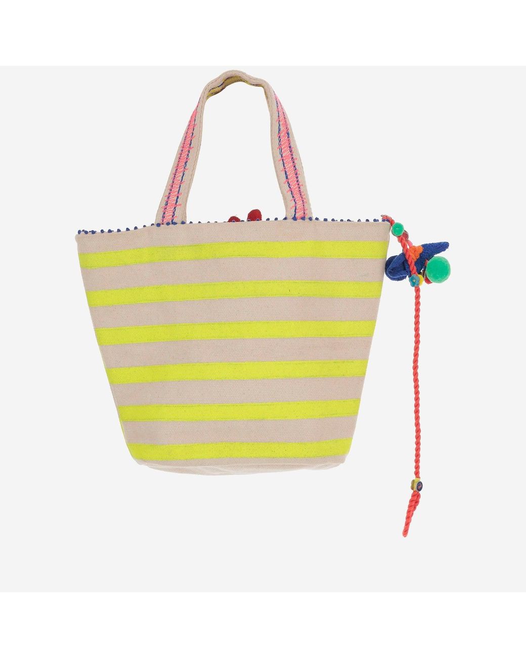 Péro Yellow Baumwolltasche mit Blumenstickerei