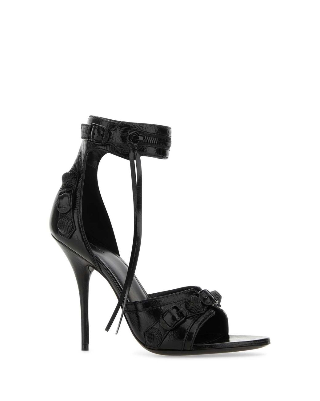 Balenciaga Black Leather Cagole Sandals for men