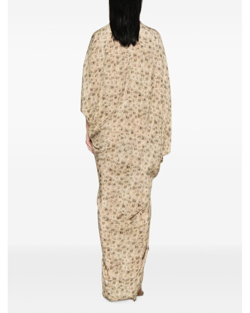 Cortana Natural Mayu Printed Long Dress