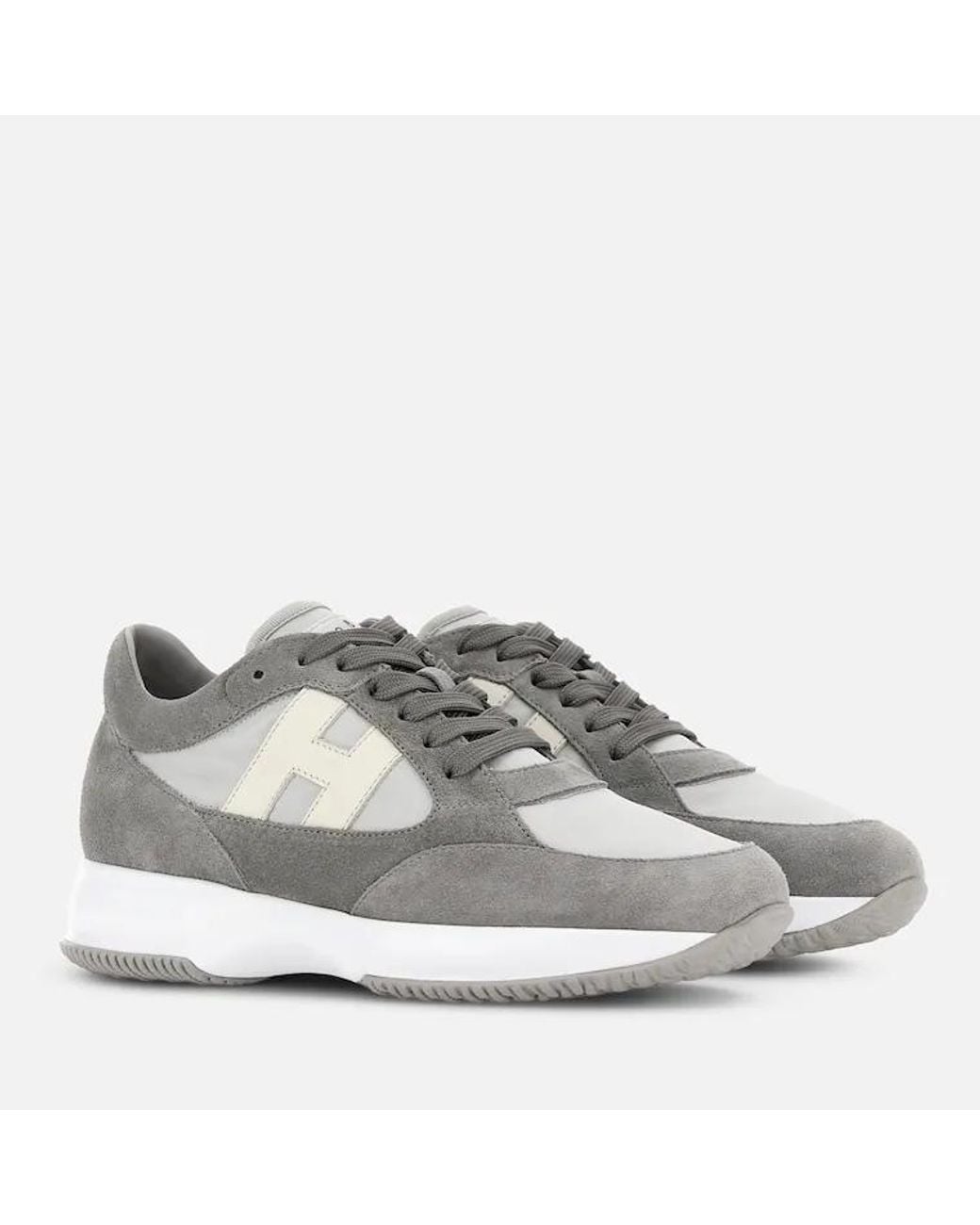 Hogan Gray Interactive Lace-Up Sneakers for men
