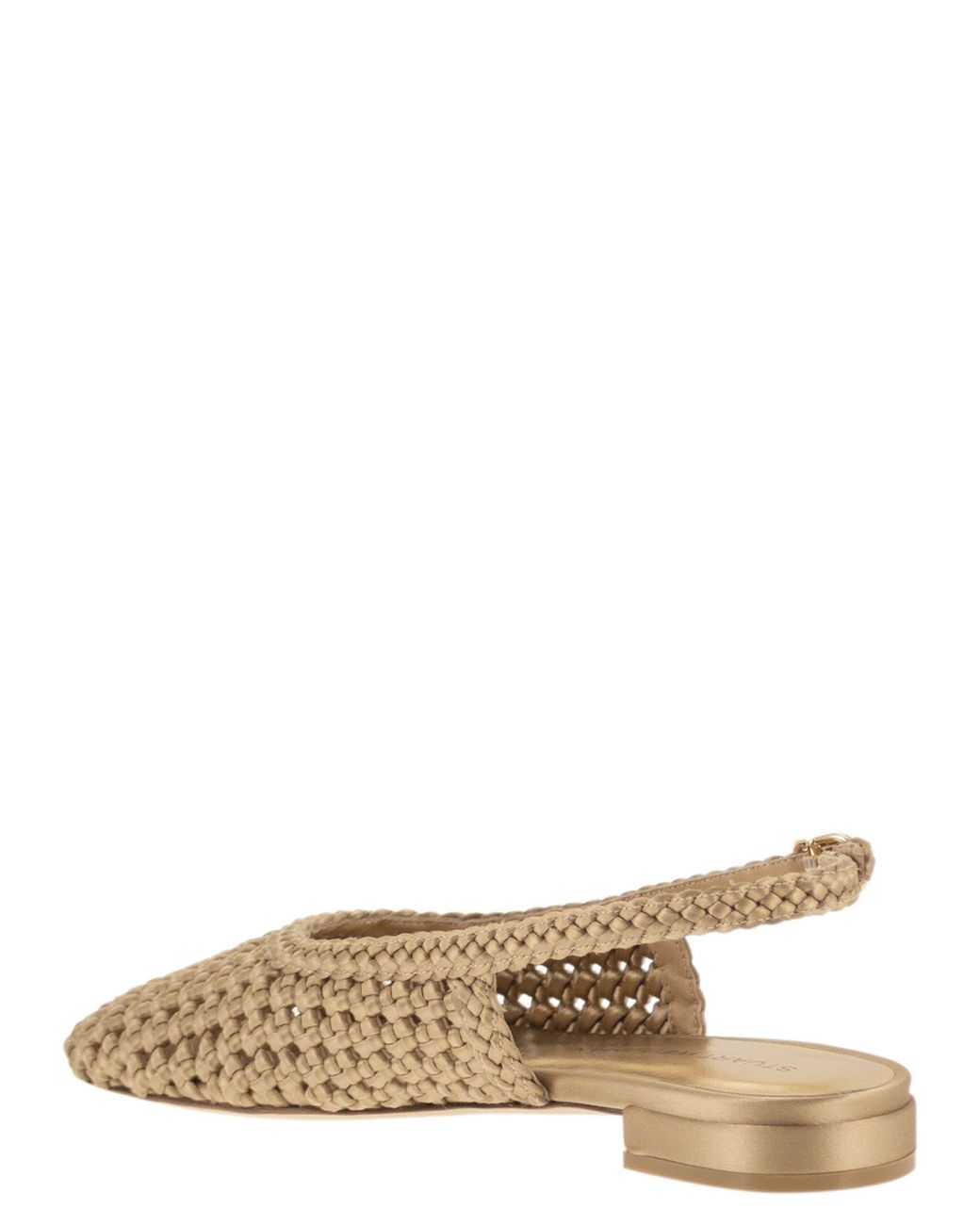 Stuart Weitzman Natural Woven Satin Slingback Flats With Pointed Toe