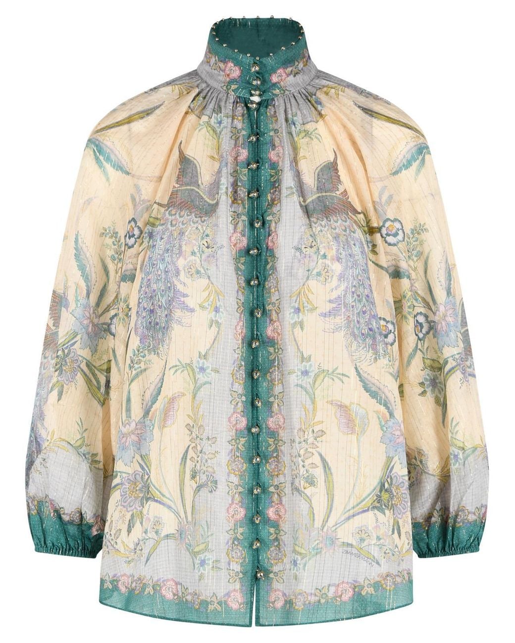 Zimmermann Blue 'Indra Billow' Cotton Blend Blouse