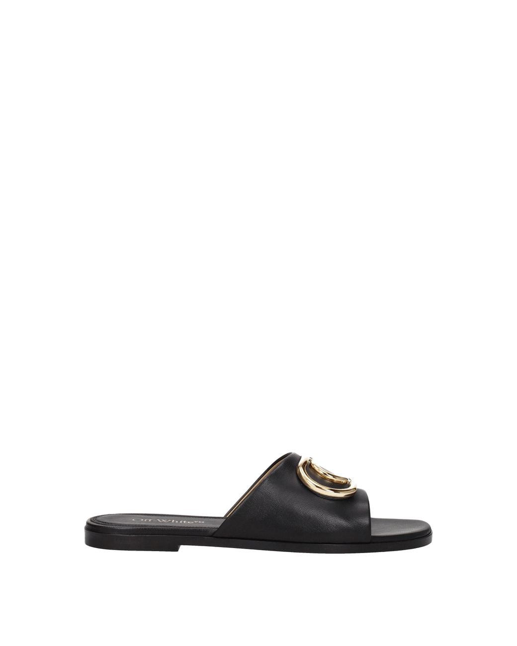 Off-White c/o Virgil Abloh Black Off Slippers And Clogs Leather