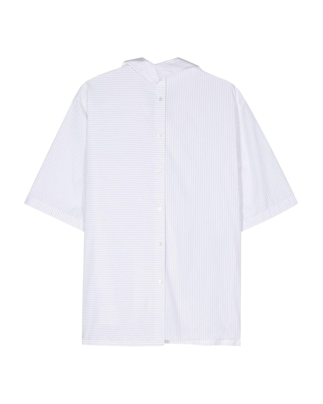 Lanvin White Leaf Short Sleeve Asymmetric Shirt Clothing for men