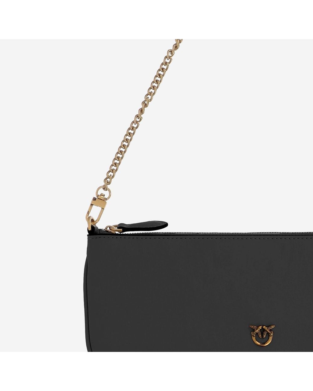 Pinko Black Leather Shoulder Bag With Logo