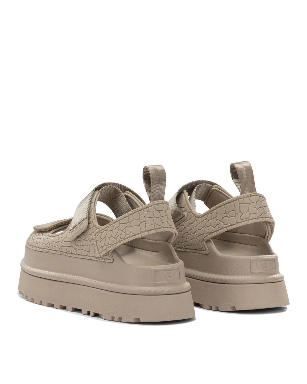 Ugg Gray "Goldenglow Embossed" niedrige Sandalen