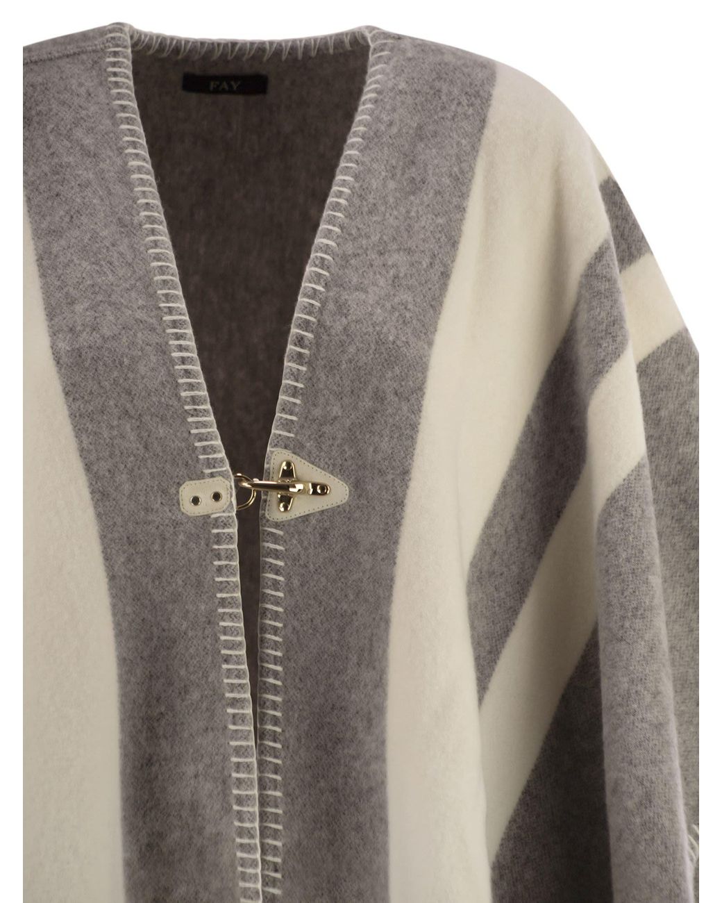 Fay Black Wool Poncho With Hook