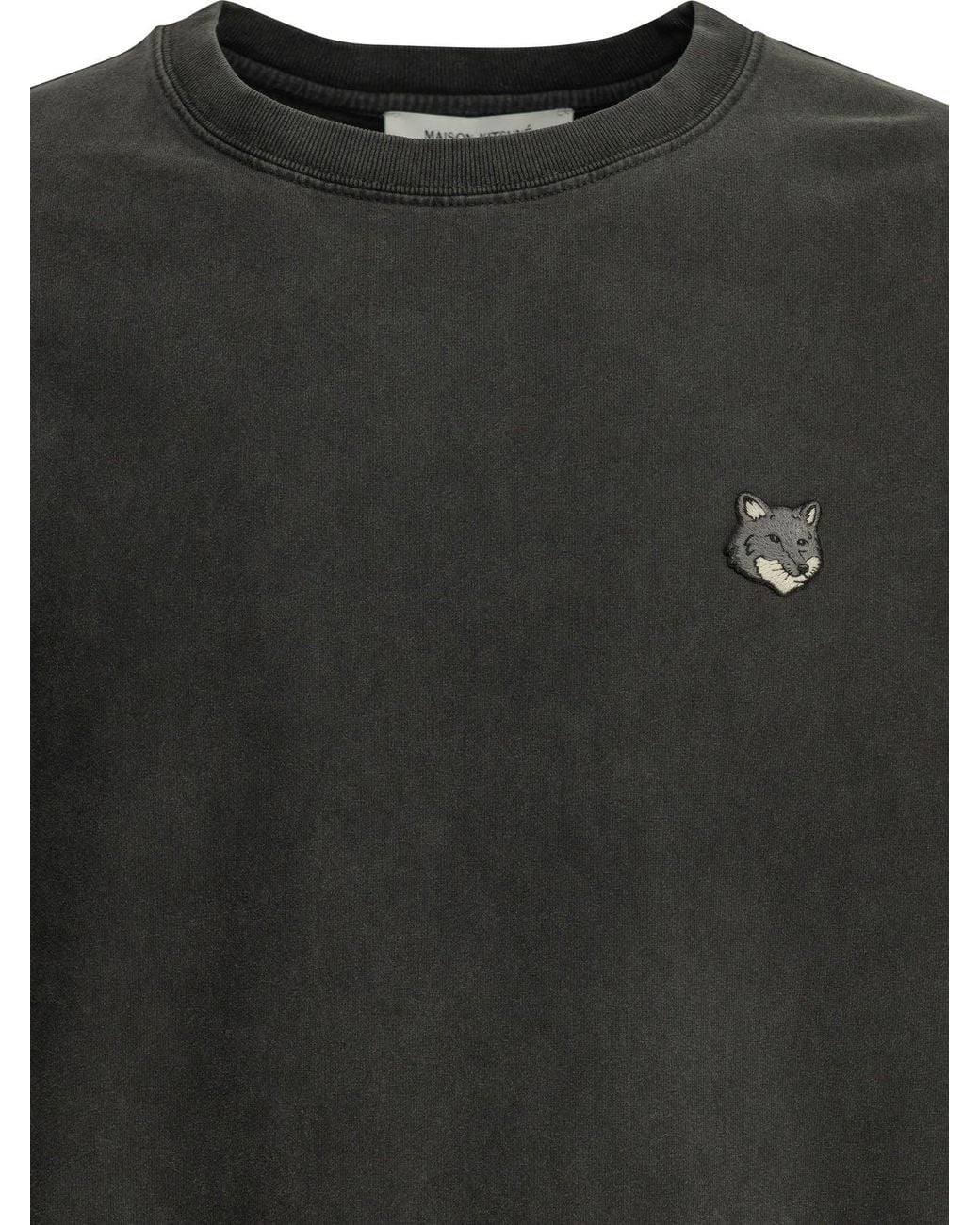 Maison Kitsuné Black "Fox Head Faded" Crew Neck T Shirt