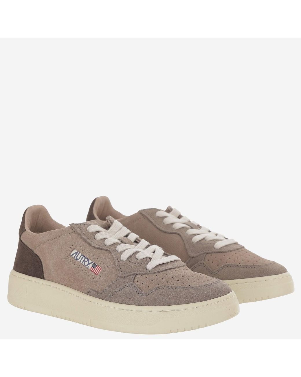 Autry Gray Suede Medalist Low Sneakers With Contrast Heel Tab
