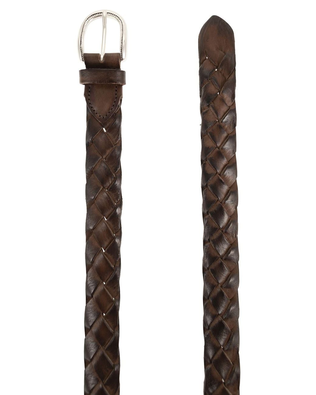 Alberto Luti White Braided Leather Belt for men