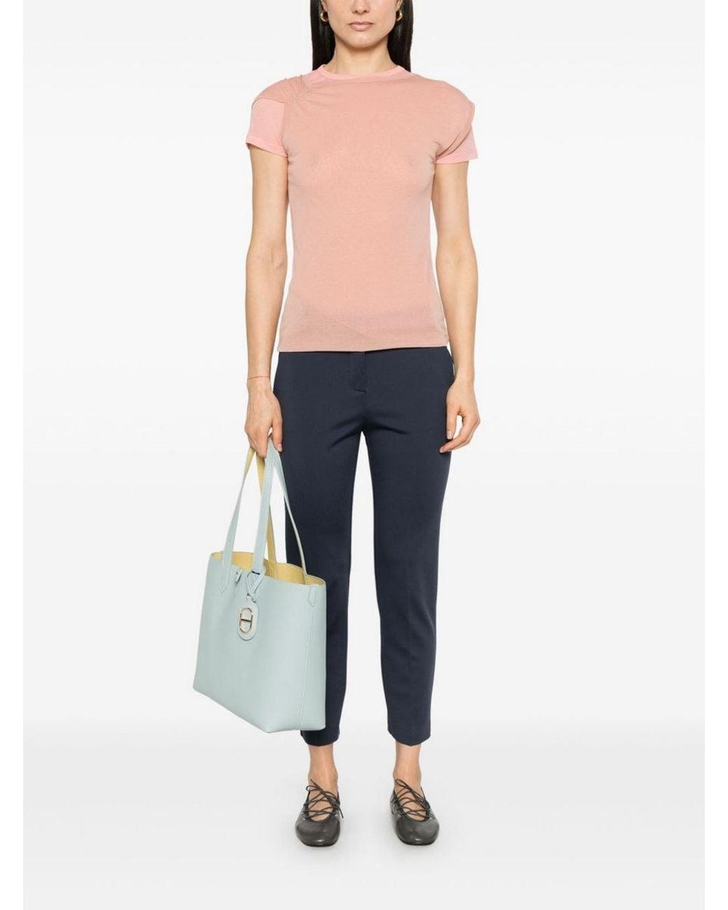 Pinko Blue Tailored Trousers With Smooth Texture