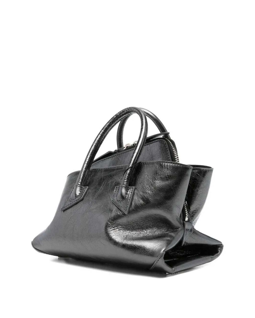 The Attico Black Leather Tote Bag