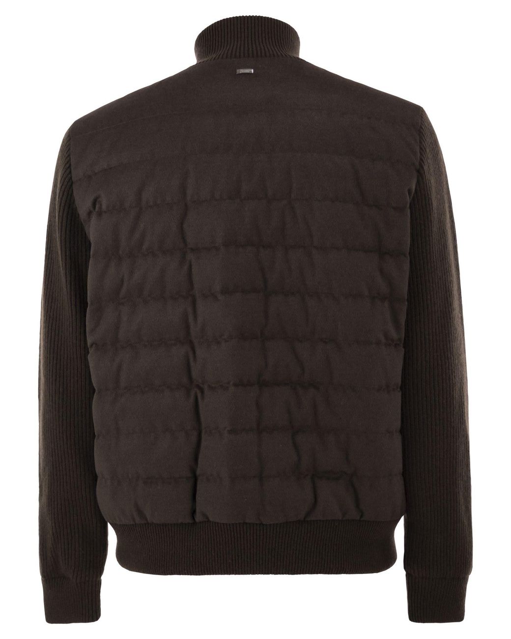 Herno Black Quilted Knit And Fabric Jacket With High Collar for men