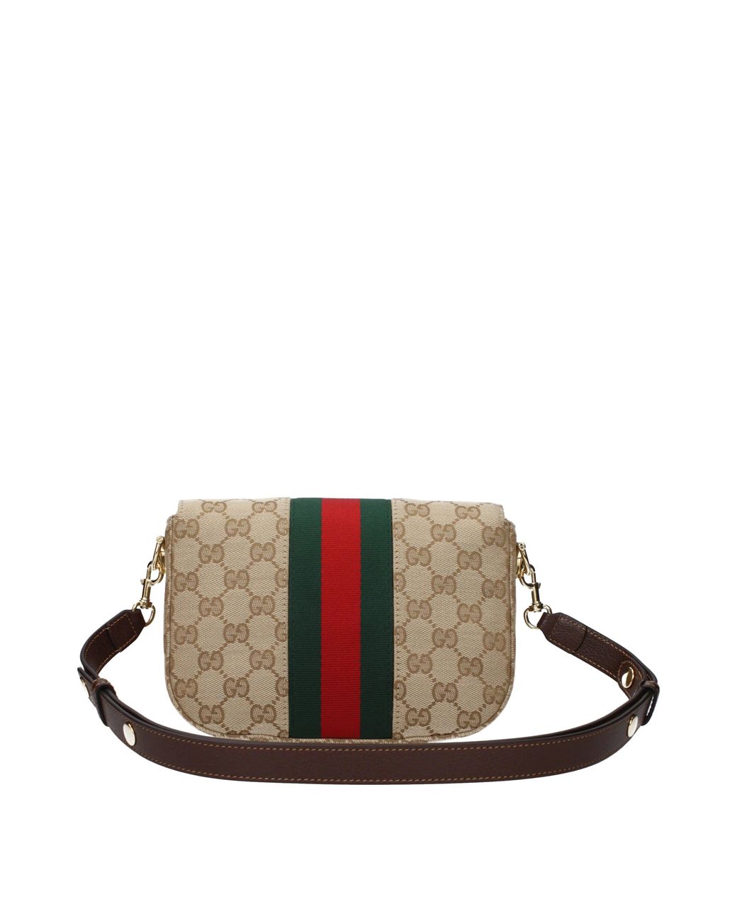 Gucci Brown Horsebit Shoulder Bag Fabric