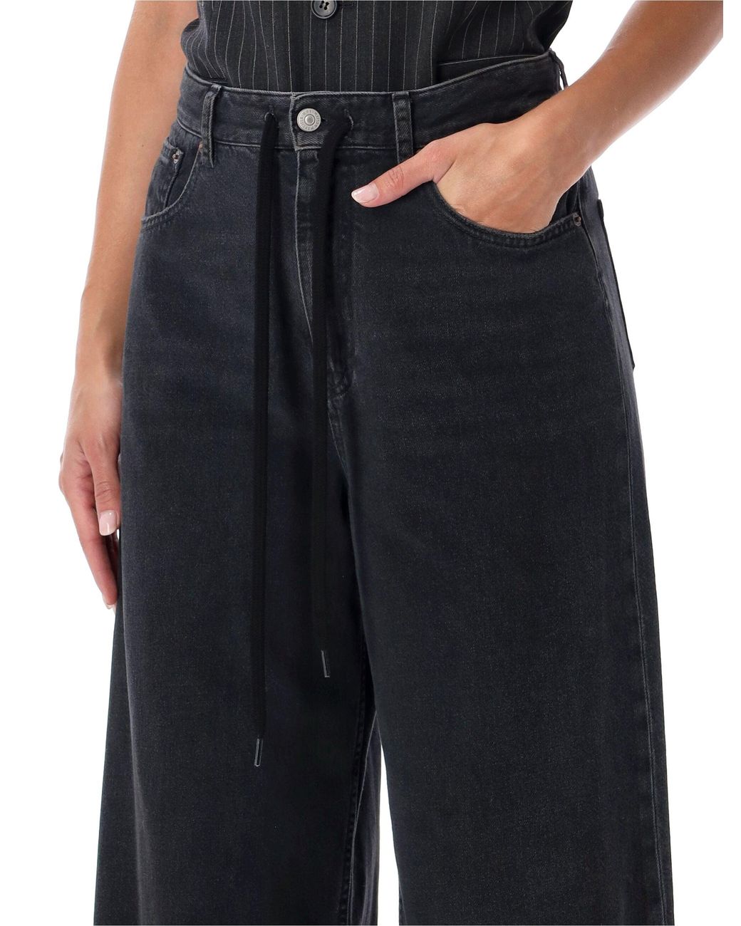 MM6 by Maison Margiela Black Wide-Leg High-Rise Jeans
