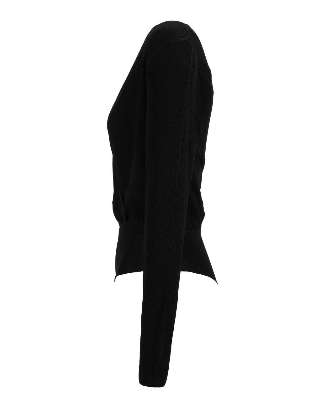 Elisabetta Franchi Black V-Neck Wrap-Style Bodysuit