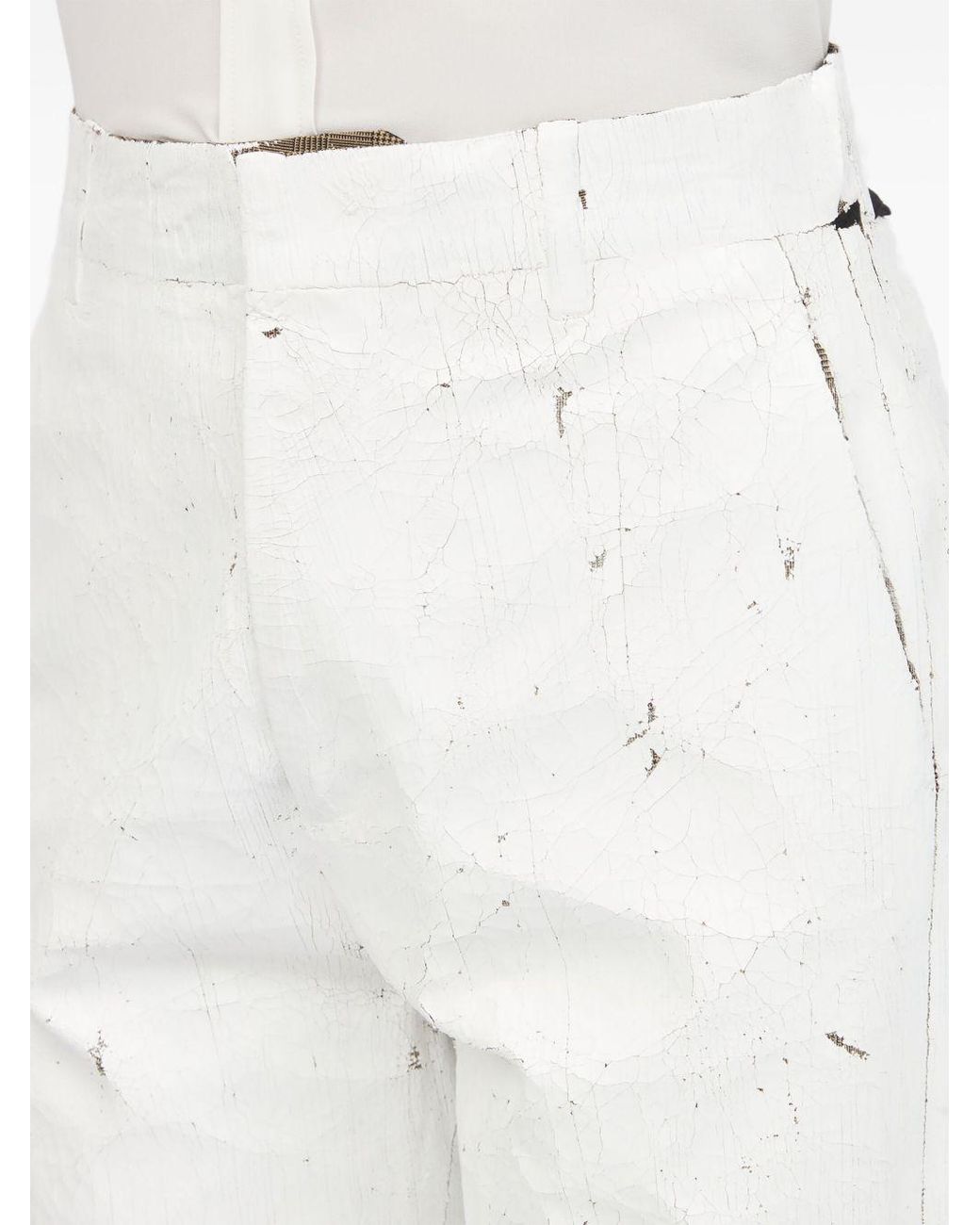 MM6 by Maison Margiela White Wax Trousers