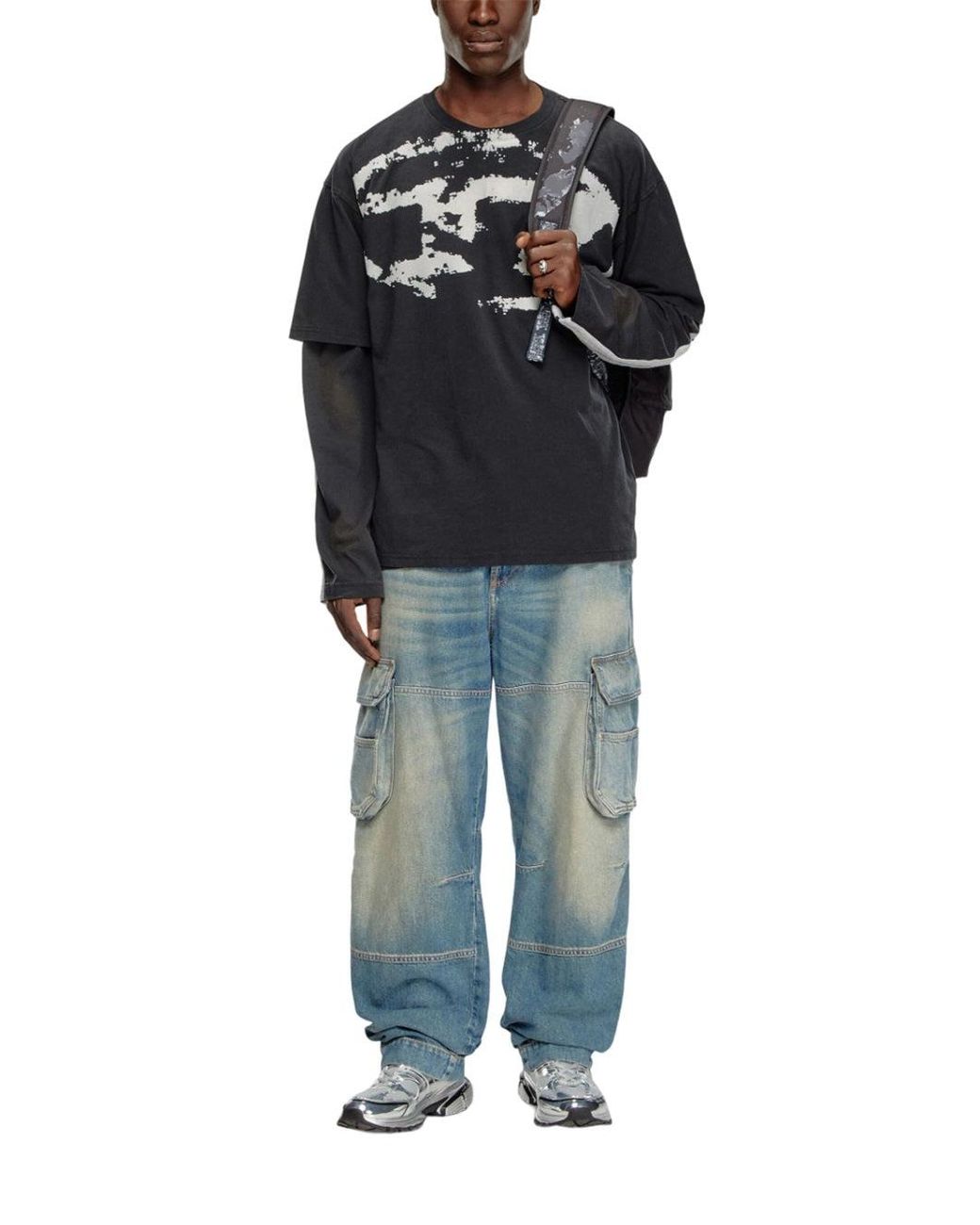 DIESEL White T Boxt T Shirt With Flocked Logo