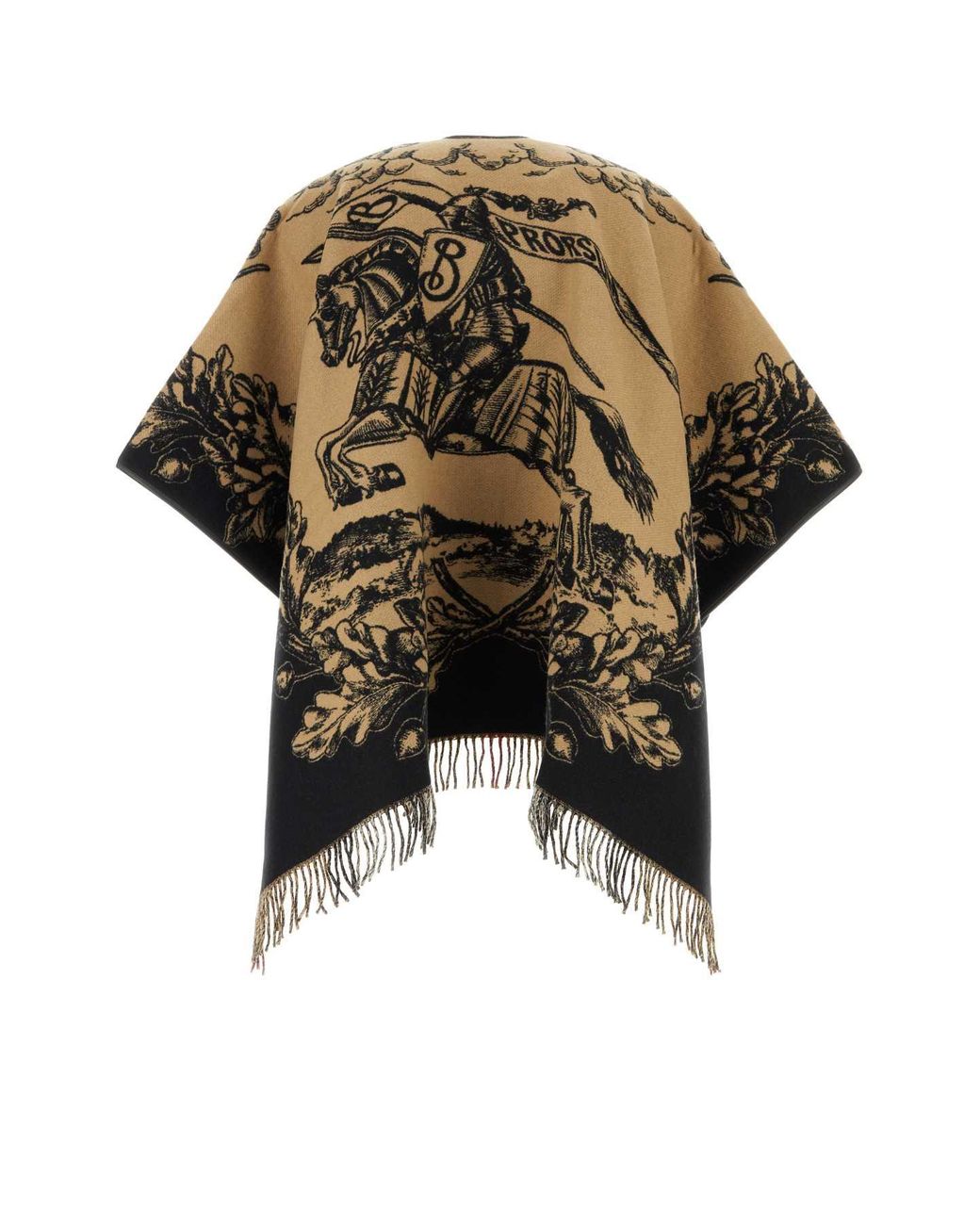 Burberry Black Embroidered Wool Reversible Cape